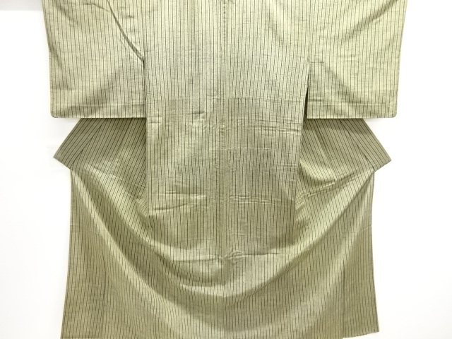JAPANESE KIMONO / ANTIQUE HITOE KIMONO / SILK / TSUMUGI / WOVEN STRIPE
